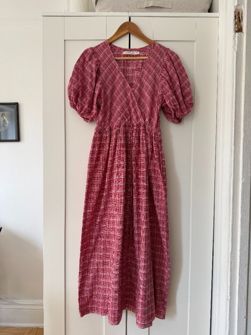 Christy Dawn The Dahlia Dress Apple Plaid Puff Sleeve Maxi in XS
